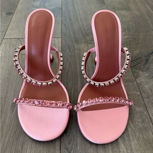 New Authentic Amina Muaddi Gigi Crystal Strap Sandal Size 38